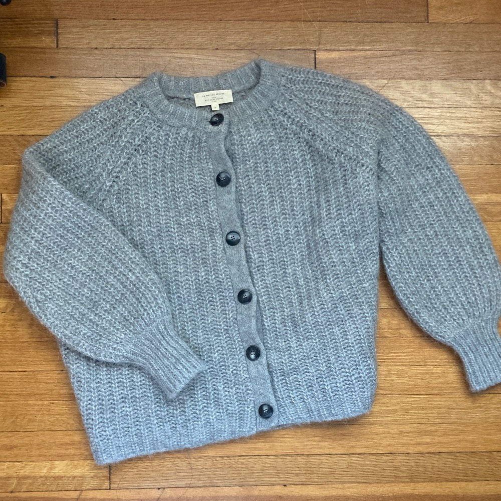 Sezane Gray Alpaca wool mix Knit Cardigan